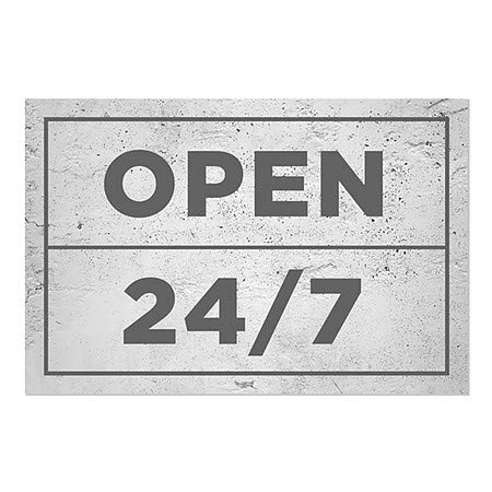 Cgsignlab | פתוח 24/7 -חלון אפור בסיסית נצמד | 36 x24